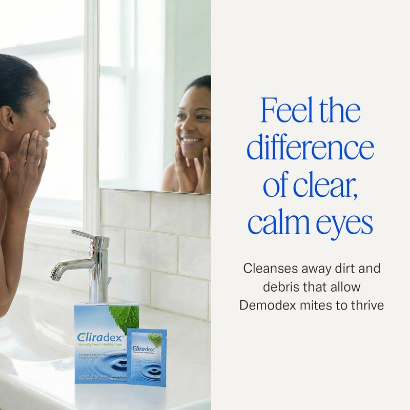 Cliradex Towelettes - Natural Face, Eyelash & Eyelid Cleanser -