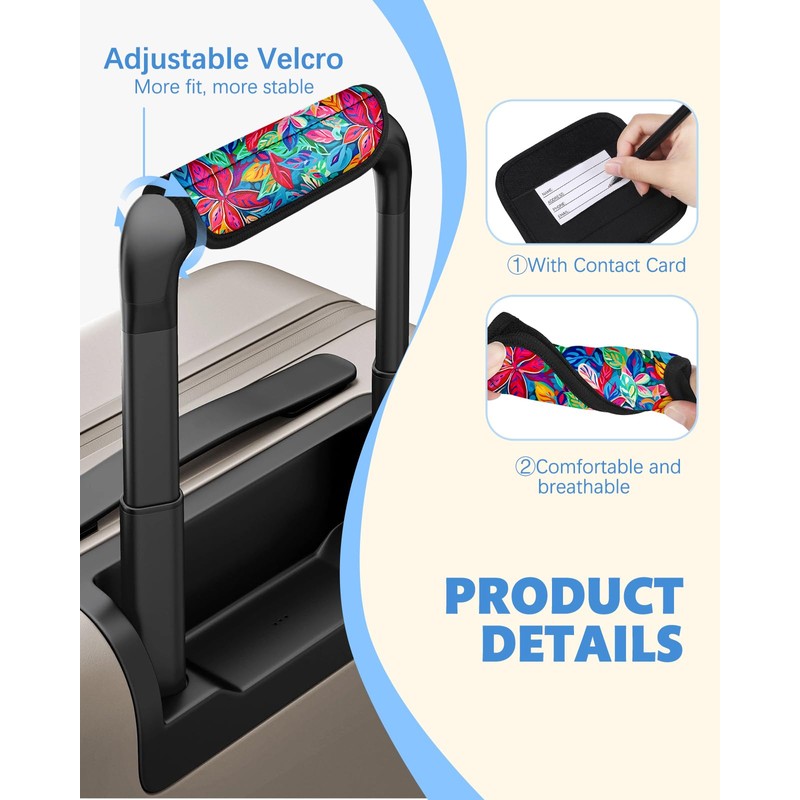 OffiEase Neoprene Luggage Handle Wrap Cover 3 Pcs - Velcro