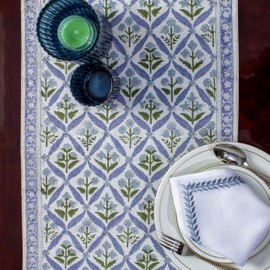 Ridhi Light Steel Blue Tablerunners 100% Cotton Decorative Table Cover for Home, Kitchen, Dining, Cocktail Party Parties Family Dinners Wedding Thanksgiving/Christmas16 x106