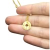Tiny Gold Tone Compass Pendant Necklace, Dainty Jewelry (Stainless Steel)