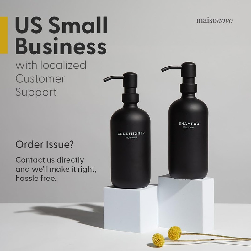 MaisoNovo Soap Dispenser 2-Piece Set | 16.9oz White Bottles with