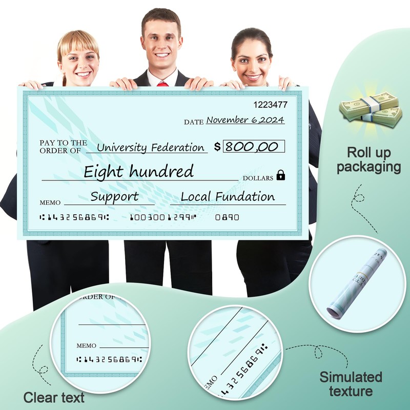 Big Checks for Presentations - Huge 30x16 Inch Fake Check
