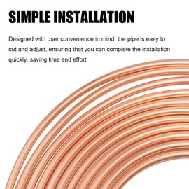 Ollanoos Car Copper Brake Pipe Length 25 Foot, 1/4" Brake Pipe Copper Coated Steel Tubing, Replace for Hydraulic Braking Systems Fuel Systems and Transmission Systems