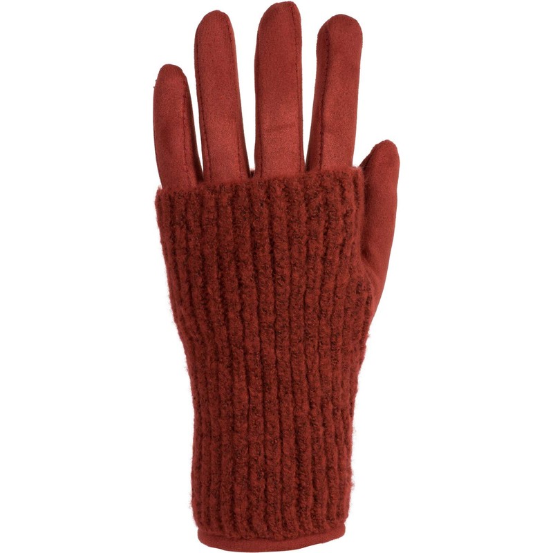 styleBreaker Women's Touchscreen Fabric Gloves with Removable Knitted Cuffs, Warm,