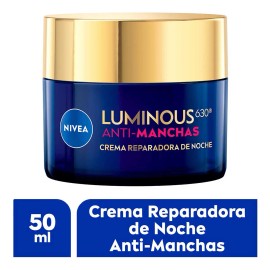 Nivea Luminous Crema Facial de Noche con Ácido Hialurónico, Todo Tipo de Piel, 50ml