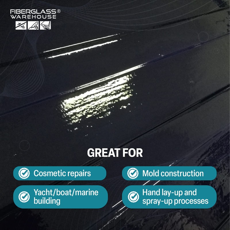 Fiberglass Warehouse Black Gel Coat – 1 Gallon Gelcoat (Waxed)