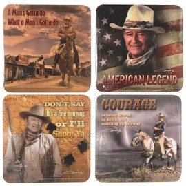 John Wayne Coasters -Set of four: American Legends- Courage- I'll Shoot...- Man's Got...