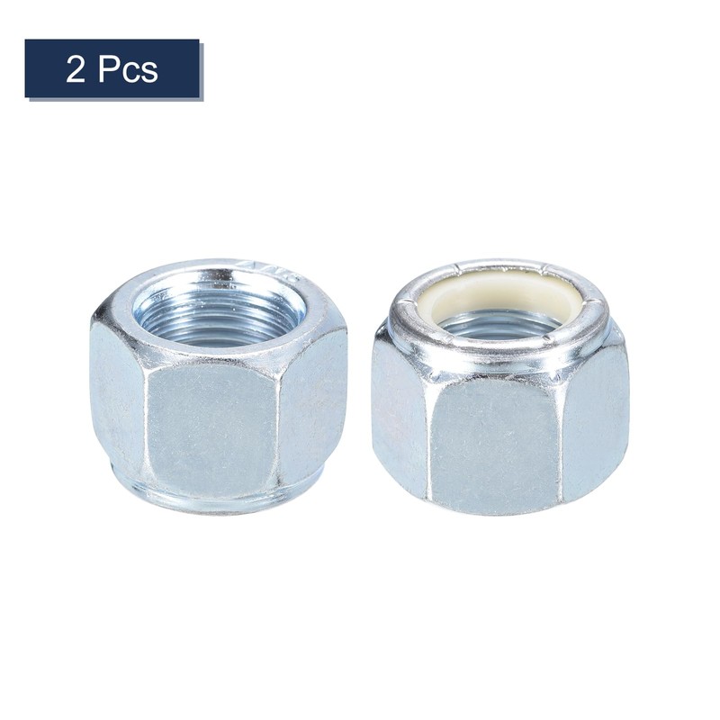 sourcing map 2Pcs 3/4"-16 Nylon Insert Hex Lock Nuts, Carbon