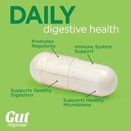 Gut Response Daily Probiotic for Men & Women, Slows Digestive Aging, Boosts Immune System, Reduces Bloating, Non-GMO, Gluten Free & Soy Free, 10 Billion CFU, 30 Capsules