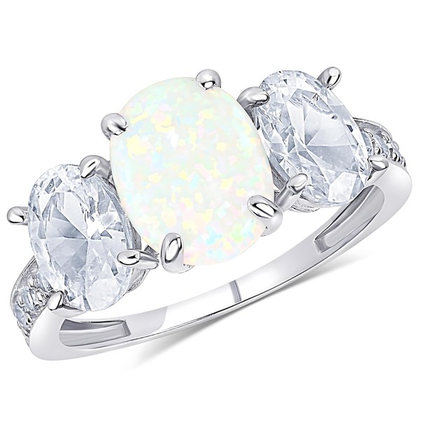 MAX + STONE 10K White Gold Opal Rings for Women