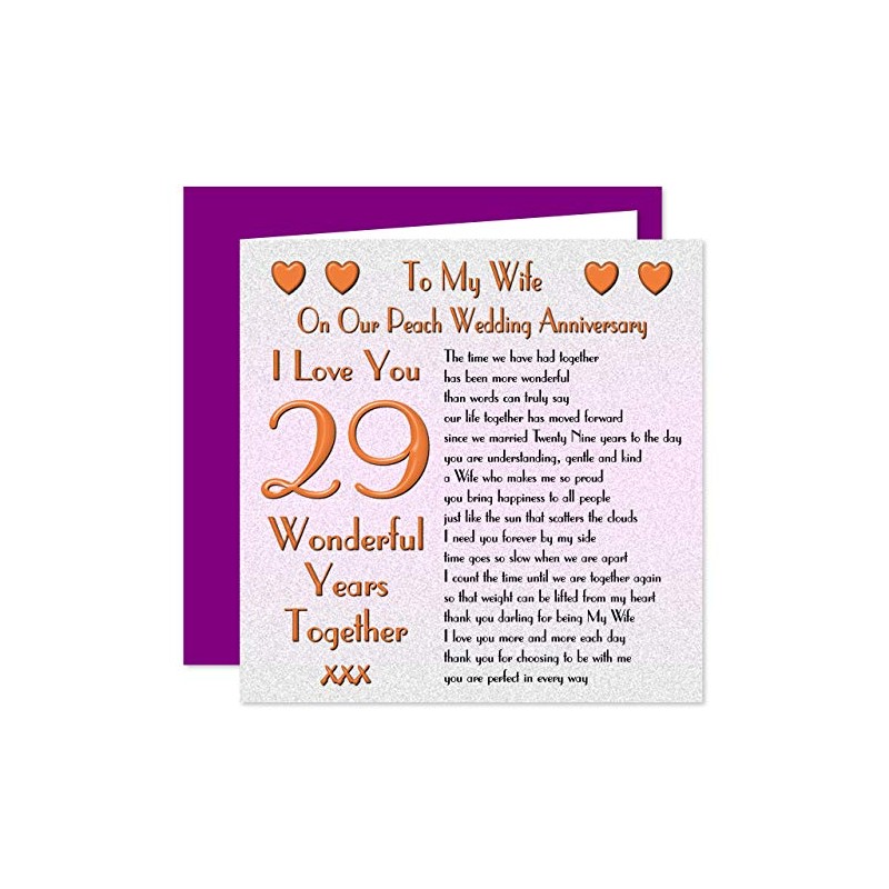 My Wife 29th Wedding Anniversary Card - On Our Peach