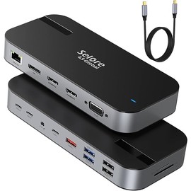USB C Dock, Type c Dock, 16 in 1, 3 Screen Modes, Triple Display Support, 87W Output, Dual 4K HDMI Output Ports (16 in 1)
