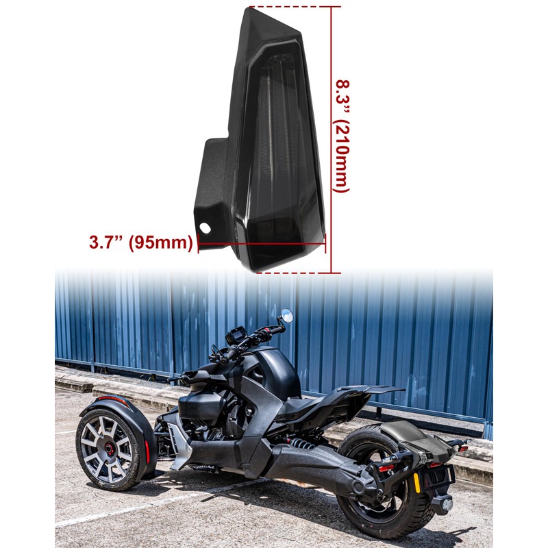 SAUTVS LED Taillights for Can-Am Ryker, LED Smoked Black Tail