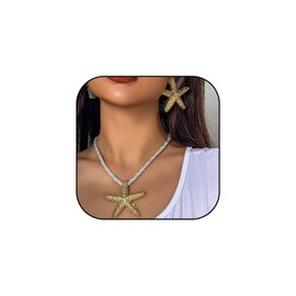 Starfish Charm Necklaces for Women Lariat Starfish Necklace Summer Beach Necklace Silver Leather Starfish Jewelry Gift for Teen Girls Summer Outfits 2024