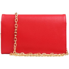 Autumnwell Clutch Purse Evening Bag for Women，Envelope Handbag With Detachable Chain, Red