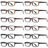Eyekepper 12-Pack Classical Rectangular Reading Glasses for Men Spring Hinges