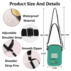 G2TUP Adventure BMO Crossbody Bag BMO Lover Gifts Adventure Cartoon Gifts Finn Jake BMO Gifts BMO Shoulder Bag (GreenCB CA)