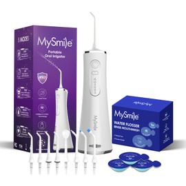 MySmile LP211 Water Flosser & Travel Size Mouthwash Set, Portable Dental Care Kit for Fresh Breath Healthy Gums, Ideal for Home & Travel（Chalk）