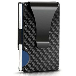 Poemtian 2PCS Carbon Fiber Wallet for Men RFID Blocking Minimalist Wallet with Metal Clip Slim Money Clip Wallet Cash Credit Card Holder