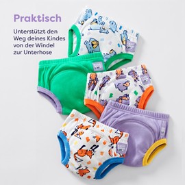 Bambino Mio, Boys Girls Reusable Potty Training Pants 5 Pack Bold Animals 3-4 Years