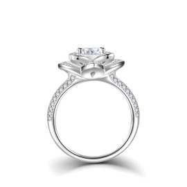 Birth Flower Ring For Women, Sterling S925 Silver April Birthstone C.Z. Ring Size 7