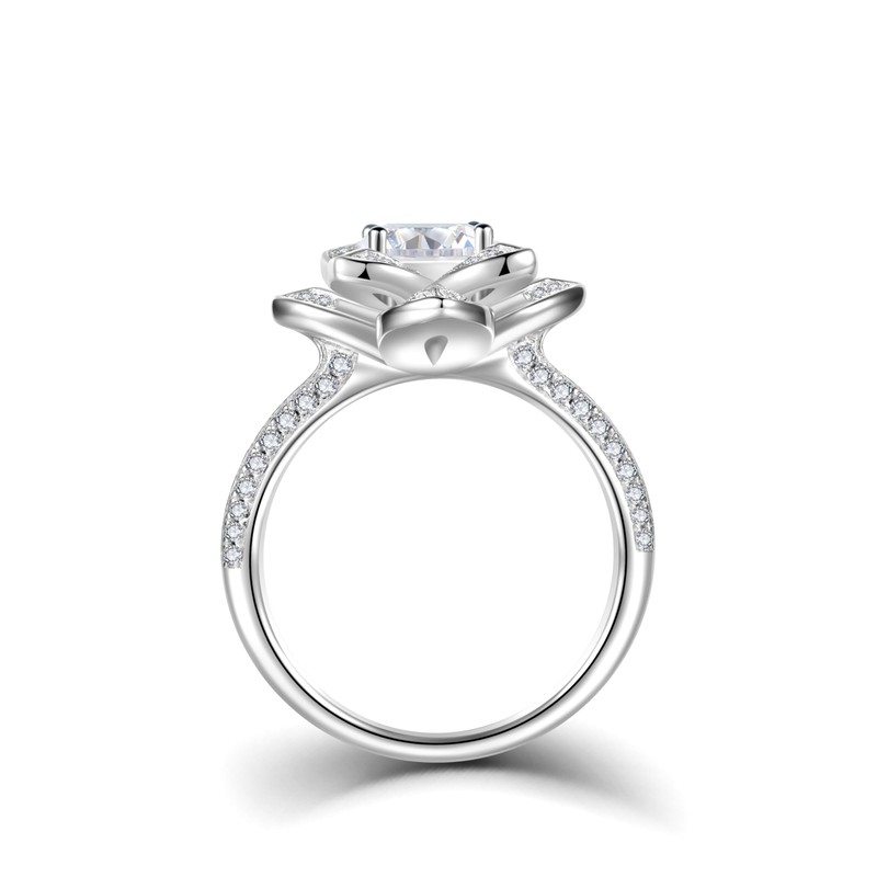 Birth Flower Ring For Women, Sterling S925 Silver April Birthstone