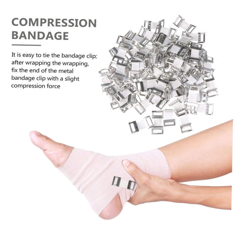 Healifty 100Pcs Bandage Clip Bandage Wrap Clips Stretch Metal Clips