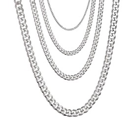 Zinvefa Herren Panzerkette kette Halskette 3/5/7/9mm Breit Herren Damen Panzerkette Edelstahl Silberkette Herren Halskette Silberkette Goldkette Länge 45-60CM