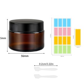 50ml Amber Glass Jars 8 Pcs Empty Cosmetic Jars with Lids,Travel Pots with Spatula and Labels for Toiletries, Cosmetics,Powder,Lotion,Creams