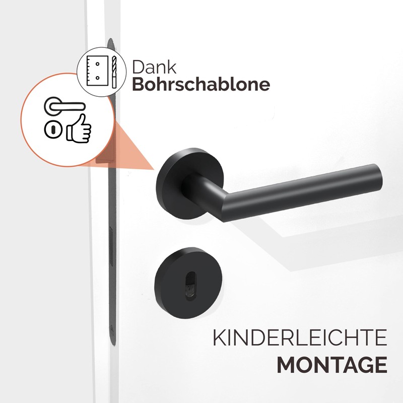 TYMBRR Türgriff Schwarz matt, Handle One BB-Buntbart, ideal für Zimmertüren,