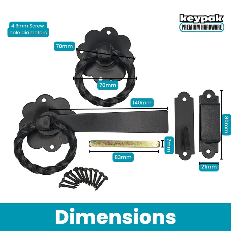 Keypak Twisted Ring Gate Latch for Wooden Garden & Shed
