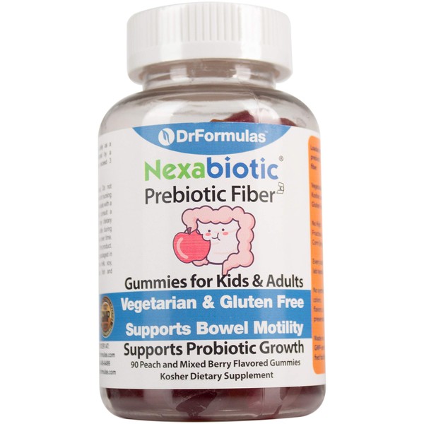 DrFormulas Prebiotic Fiber Gummies Supplement for Kids Constipation Relief | Adults & Kids Stool Softener for Healthy Digestion, Kosher, Vegetarian, Gluten Free, 30-Day Chewable Supply | Nexabiotic