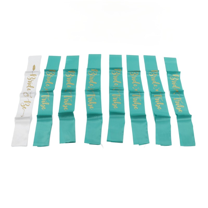 8Pcs Bride Bridesmaid Sash Gold Letters Hypoallergenic Material Wedding Bride