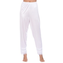 Patricia Women's Premium Silky Ultra Soft Satin Snip-it Anti-Static Cling Pant Slip with Lace Trim (White, X-Large)