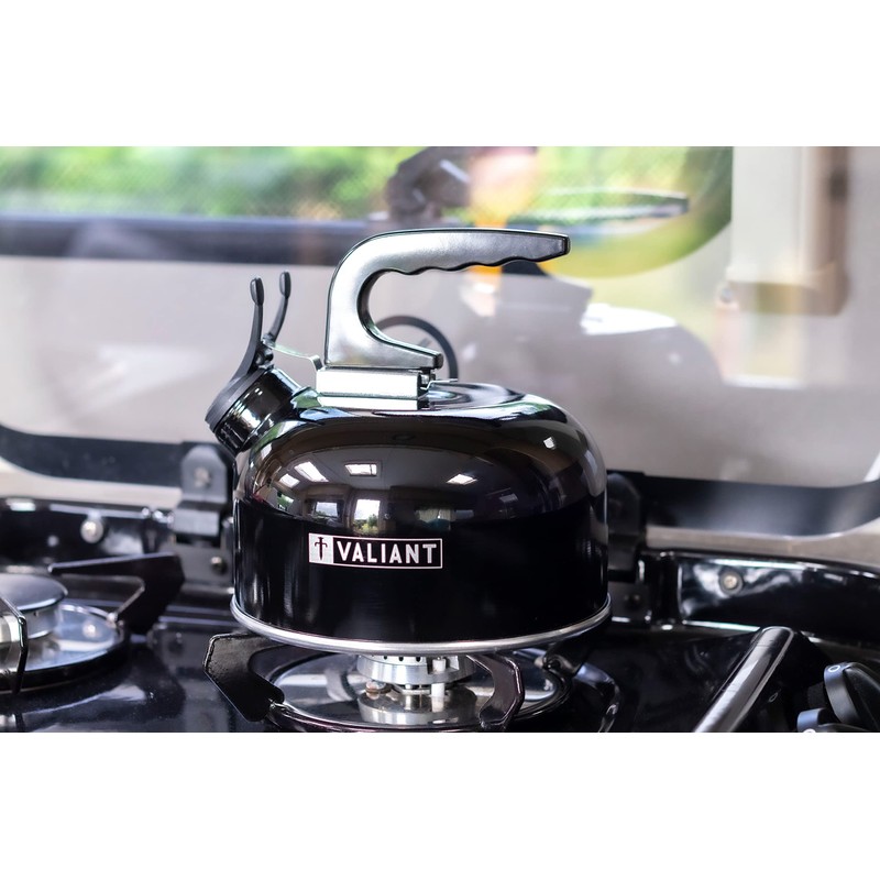 Valiant FIR559 1L Portable Camping Whistling Kettle-Black, Aluminium, 1 Liter