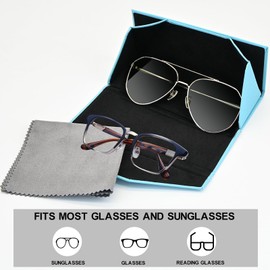 YOKONICO Foldable Eyeglass Case, PU Leather Glasses Case Portable Lightweight Sunglasses Storage Triangular Fold Case Eyewear Protector Box with Bag & 1pcs Cleaning Cloth for Men Women Youth Kids