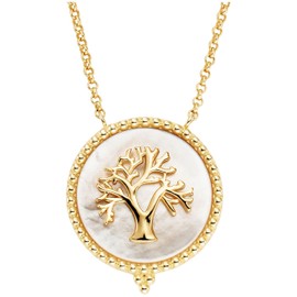 Engelsrufer ERN-LILTREE-PE-G Women's Necklace Sterling Silver in Gold with Tree of Life Medallion on White Mother of Pearl, Lobster Clasp, Nickel-Free, Size: 42 + 4 + 4 cm, Sterling Silver, No