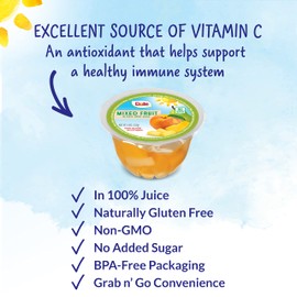 Dole Fruit Bowls Mixed Fruit in 100% Juice, Back To School, Gluten Free Healthy Snack, 4oz, 36 Total Cups