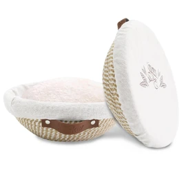 Nikkar Banneton Bread Proofing Basket Set of 2, 9 10 11Inch Round Oval Cotton Rope Sourdough Bread Baking Supplies Proofing Bowls with Liners & Covers Gifts for Bakers Women Wife Mom