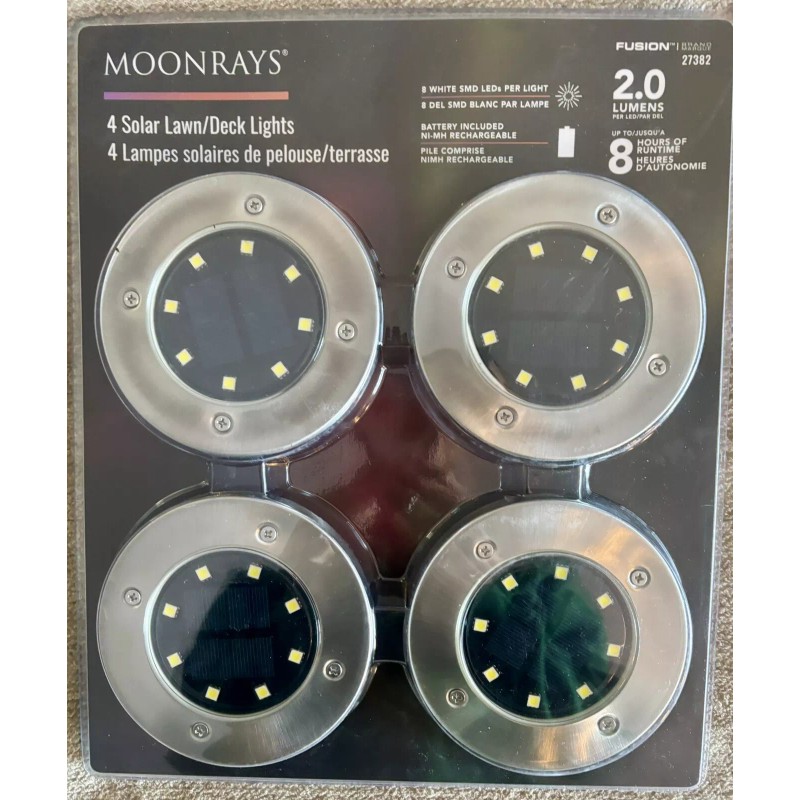 Moonrays 4 Solar Lawn/Deck lights-Solar Powered-2.0-8h