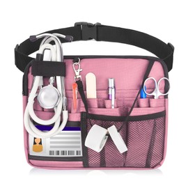 Dwscroad Nurse Fanny Pack, Portable Nursing fanny pack for Medical Gear, Multi-compartment Nurse Pouch with Extension Strap (Pink)
