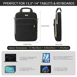 MoKo 13-14 in Puffer Laptop Sleeve Bag for 13-inch New Mac Air/Pro, 14-inch MacBook Pro M4/M3/M2/M1, 13.8“ Surface, Puffy Laptop Carrying Case with Handle & Shoulder Strap, Black