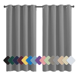 MENGH Opaque Curtain Bedroom Eyelets Thermal Curtains Cold Protection (24 Colours, 82 Sizes) Light Grey 1 Piece 90 x 100 cm (H x W)