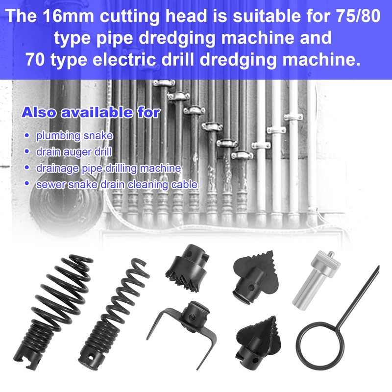 16mm Drain Cleaner Combination Cutter Head Set is drain auger