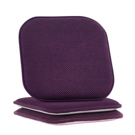 Elegant comfort Chair Cushion Covers with Ties and Non Skid Rubber Backing-Thick Memory Foam - Soft Cushion Pad- Rounded Square Seat Cover-16 x 16 Inches- Honeycomb Textured Pattern, Set of 2, Purple