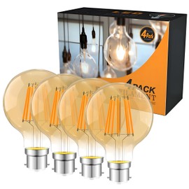 Vanpus B22 LED Edison Bulb 6W (Equivalent to 60W) No Flicker, Constant Current Edison LED Bulb，G80 Warm White, Dimmable, (Pack of 4)