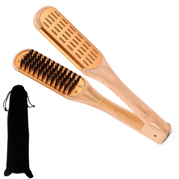 Addnew Hairdresser Recommended Twin Brush Wood Style with Bag Pig