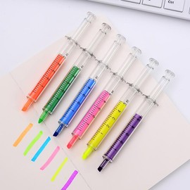 6pcs Syringe Shaped Multicolor Highlighter, Creative Funny Student Multicolor Marker For School, Drawing, Writing, Journaling, School Supplies