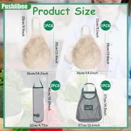 5Pcs Reusable Produce Bags, 2 Colors 4 Styles Mesh Grocery Bag with Handle, Reusable Washable Grocery Mesh Organizer Net Mesh Produce Bag Onion Storage Bag for Vegetable Fruit Grocery