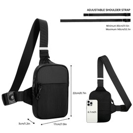 Long Keeper Small Sling Bag Chest Bag - Cross Body Shoulder Bag for Men Women Waterproof Phone Bag Crossbody Man Bag for Cycling Travel Outdoor Sports